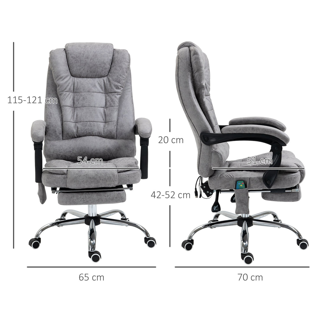 Heated 6 Points Vibration Massage Executive Office Chair Adjustable Swivel Ergonomic High Back Desk Chair Recliner with Footrest Grey