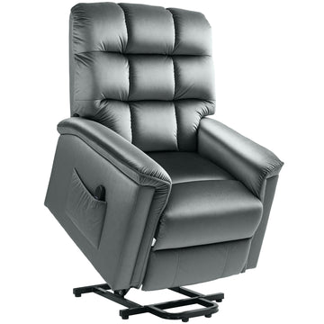 Velvet-Feel Electric Lift Recliner Chair - Dark Grey