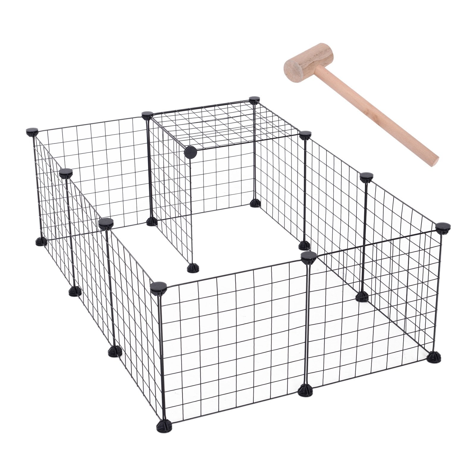 DIY Pet Playpen Metal Wire Fence 12 Panel Enclosure Indoor Outdoor Guinea Pig Bunny Small Animals Cage Black