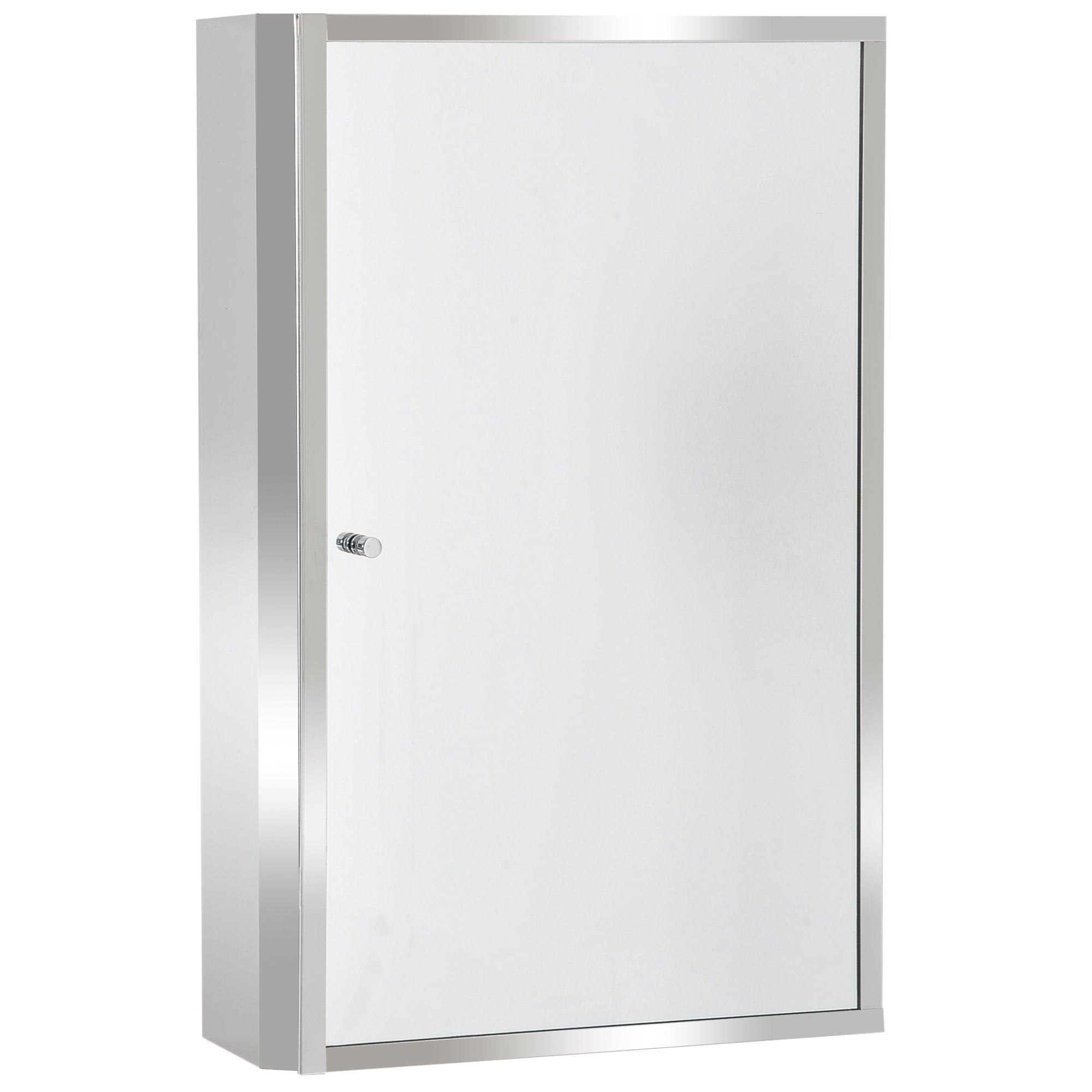 Stainless Steel Wall mounted Bathroom Mirror Cabinet 2 Shelves Storage Unit Furniture w/Single Door (60H x 40L x 13D (cm))