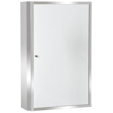 Stainless Steel Wall mounted Bathroom Mirror Cabinet 2 Shelves Storage Unit Furniture w/Single Door (60H x 40L x 13D (cm))