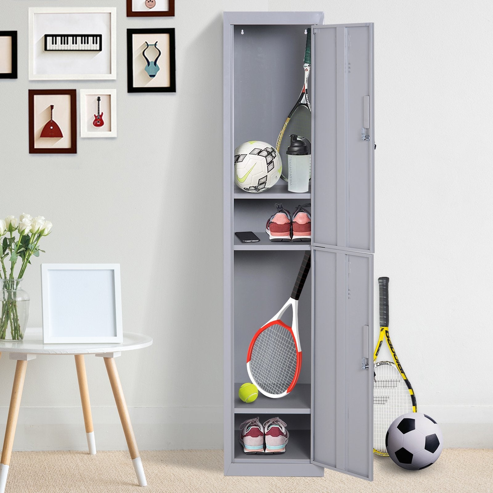 Locker Cabinet Storage Cold Rolled Steel w/ Shelves Vertical Cupboard Grey 38 x 46 x 180 cm