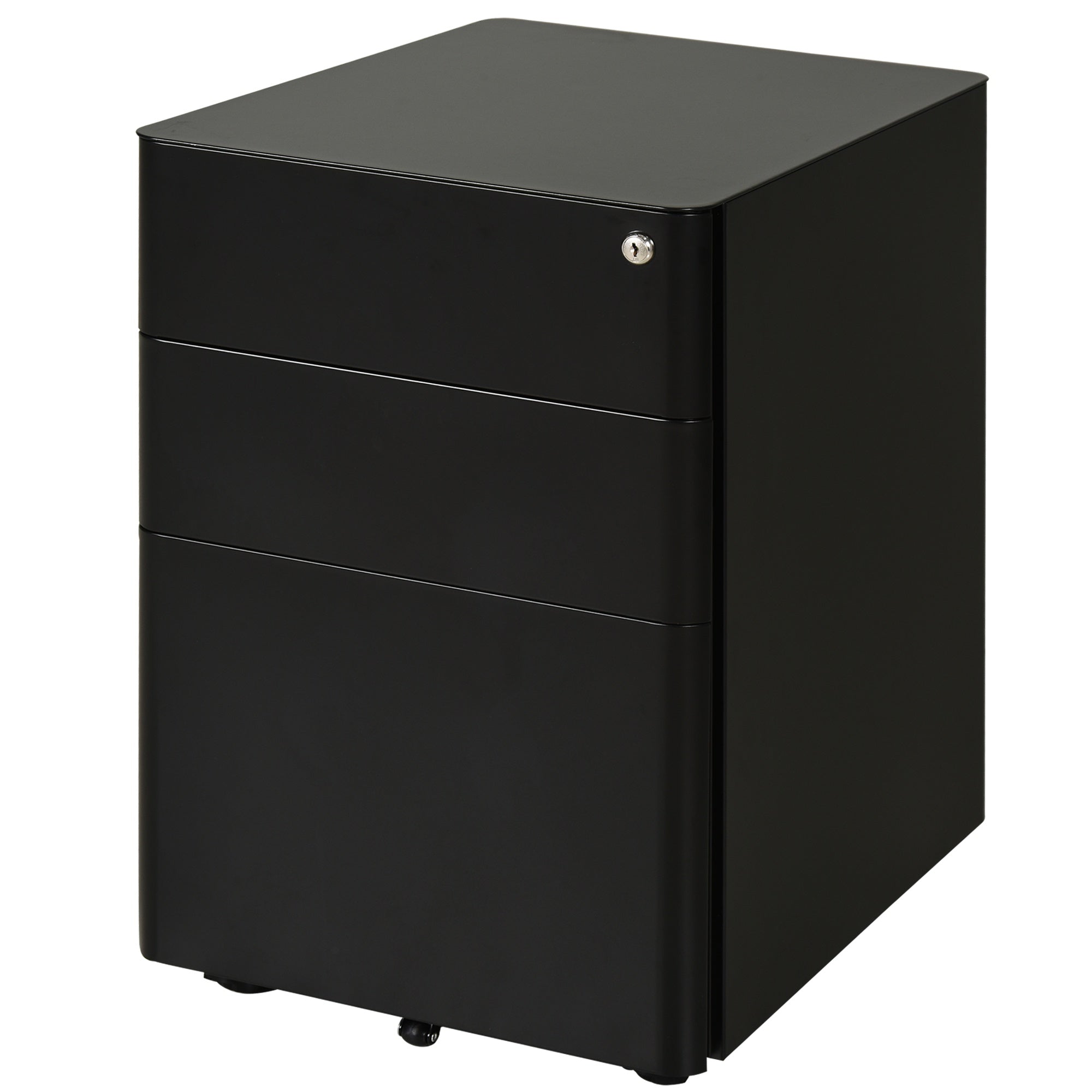 Lockable Cabinet, Rolling Filing Cabinet with 3 Drawers, Steel Office Drawer Unit for A4, Letter, Legal Sized Files