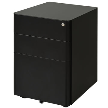 Lockable Cabinet, Rolling Filing Cabinet with 3 Drawers, Steel Office Drawer Unit for A4, Letter, Legal Sized Files