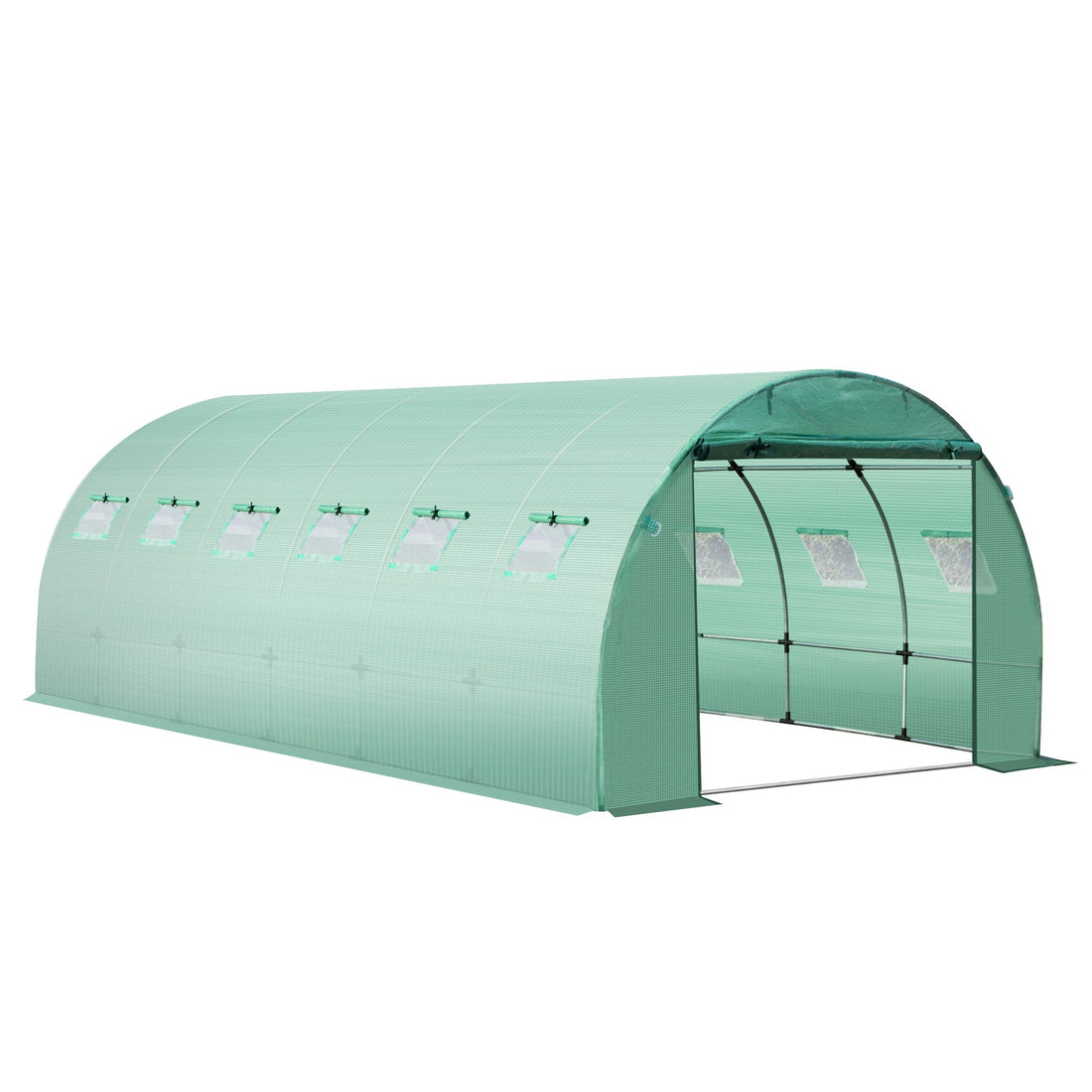 6 x 3 x 2m Greenhouse Replacement Cover ONLY Winter Garden Plant PE Cover for Tunnel Walk-in Greenhouse with Roll-up Windows Door Outdoor, Green