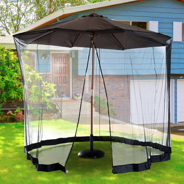 2.3m Umbrella Table Screen Outdoor Patio Cover Mosquito Insect Net Zipped Door