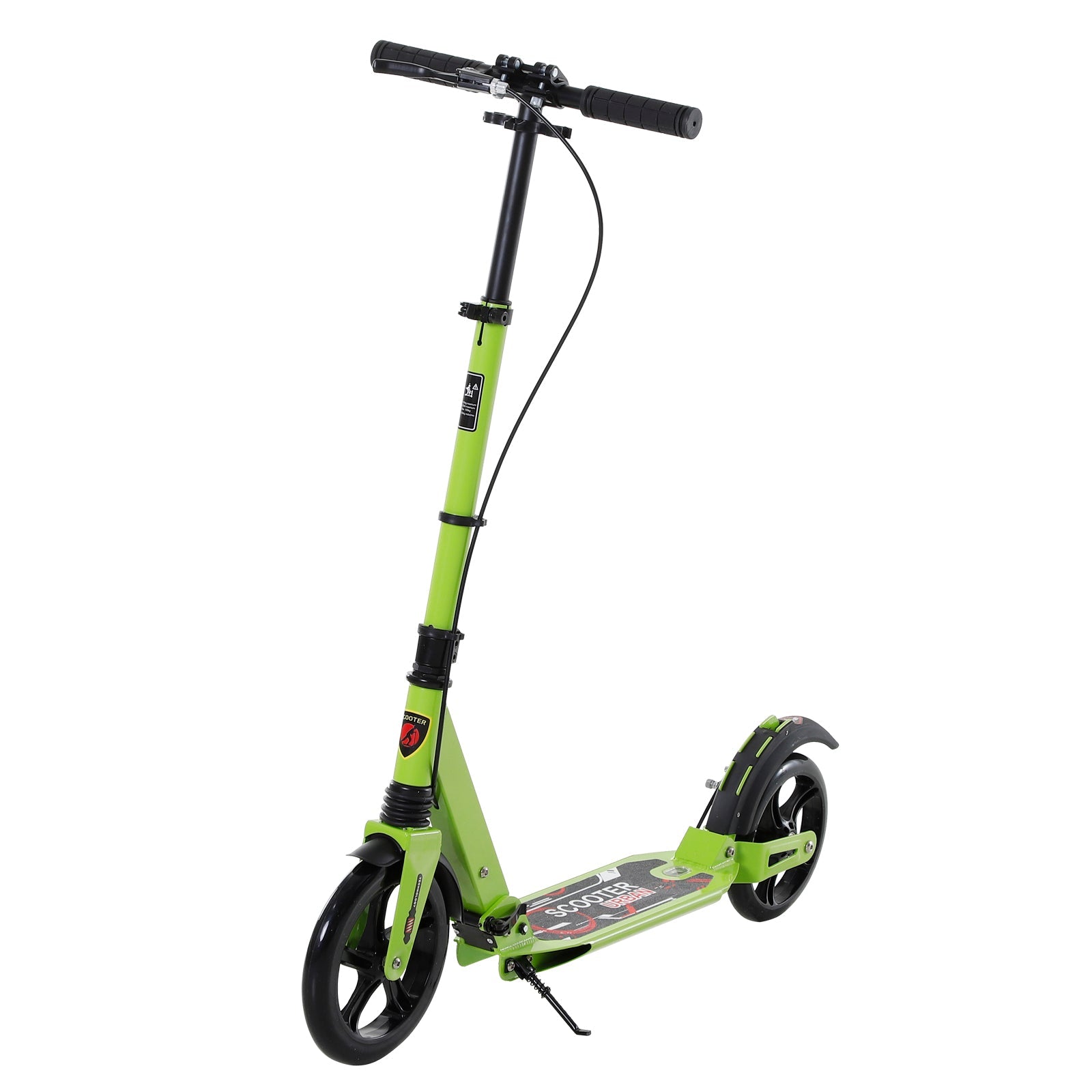 Kick Scooter, Folding 2 Wheel Scooter for 14+ Teens Adults, with Dual Brake System, Dual Suspension, 230mm Big Wheels, 3 Adjustable Handlebar, up to 100KG, Green