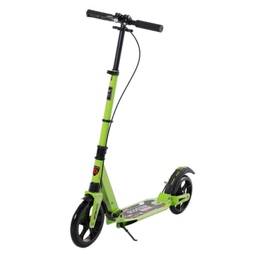 Kick Scooter, Folding 2 Wheel Scooter for 14+ Teens Adults, with Dual Brake System, Dual Suspension, 230mm Big Wheels, 3 Adjustable Handlebar, up to 100KG, Green
