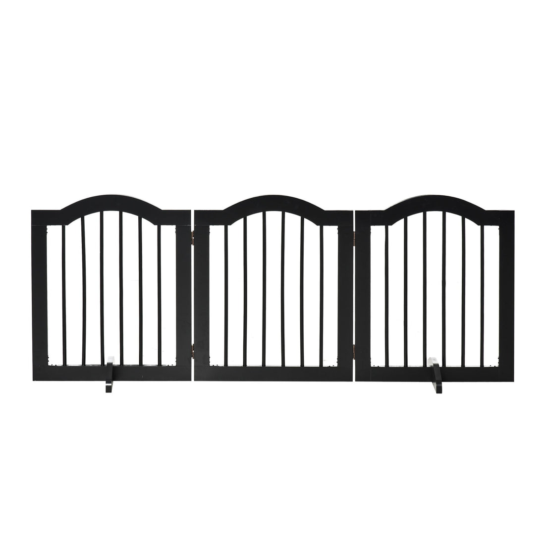 Freestanding Pet Gate Wooden Dog Gate with Support Feet Foldable Pet Fence Safety Barrier for the House Doorway Stairs Black