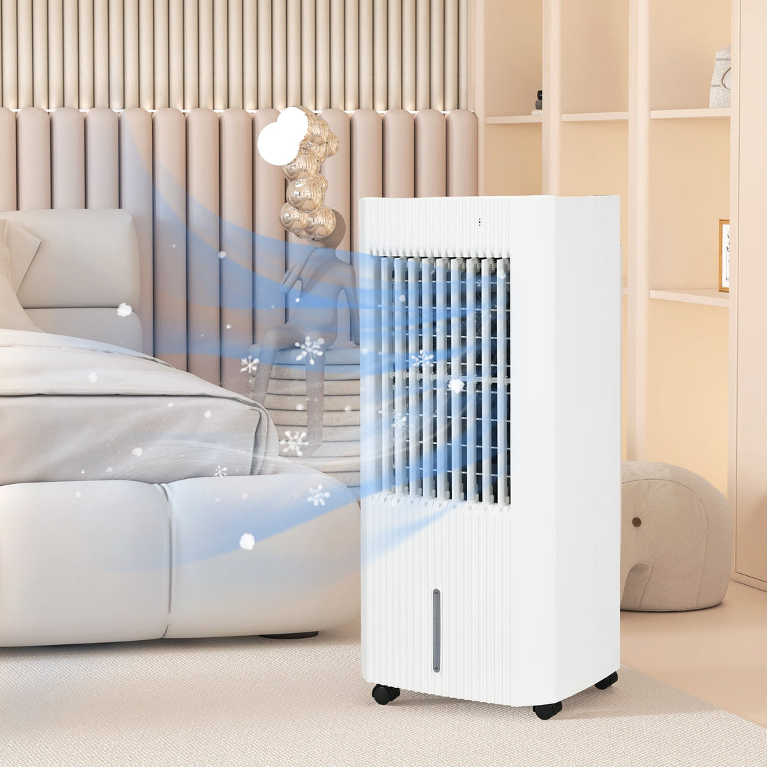 Portable 3-in-1 Air Cooler with 5 Litre Capacity, Oscillation, LED Display, Remote, 15 Hour Timer, Evaporative Air Cooler Fan with 3 Speeds, 3 Modes, Ice Packs, for Home Office