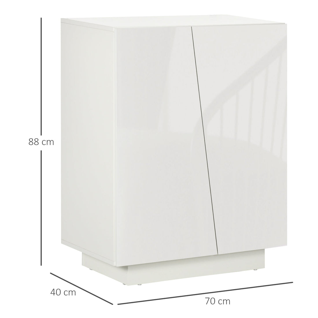 High Gloss Storage Cabinet, Freestanding Storage Cupboard with Adjustable Shelves for Living Room, Bedroom, Hallway, White
