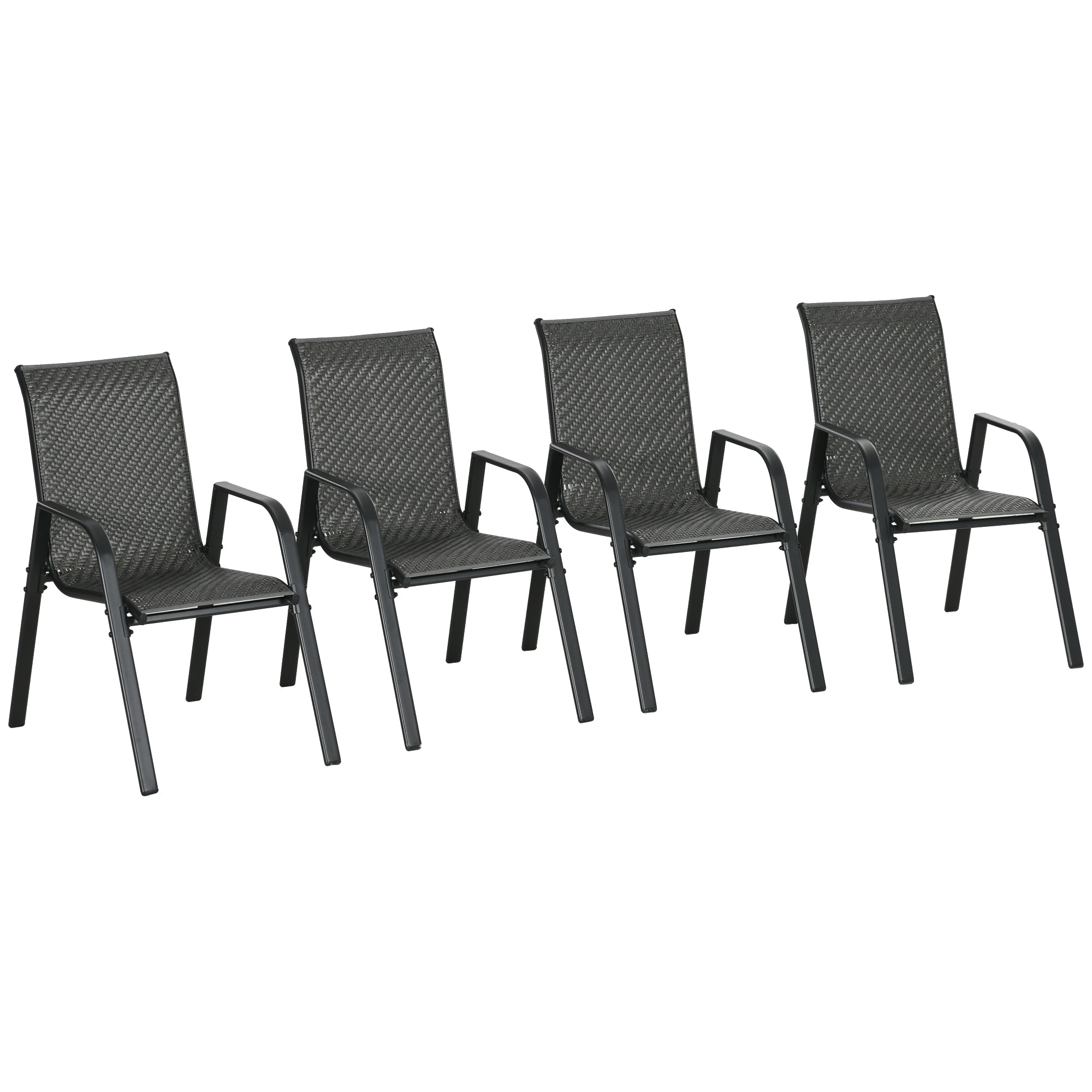 Four-Piece Stacking Rattan Garden Seat Set - Mixed Grey