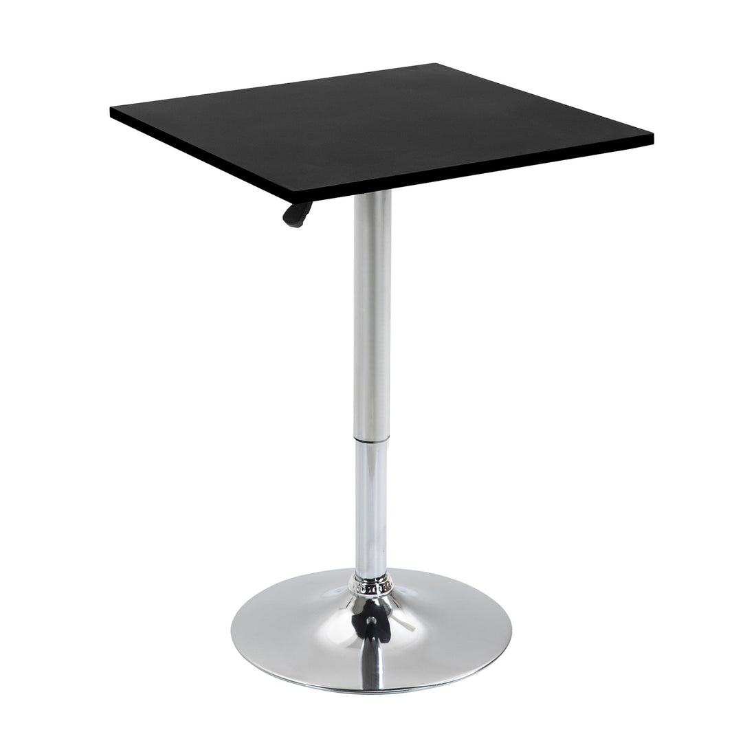 Modern Height Adjustable Counter Bar Table with 360° Swivel Tabletop and Electroplating Metal Base, Pub Desk for Living Room, Kitchen, Restaurant, Pub, Black and Silver