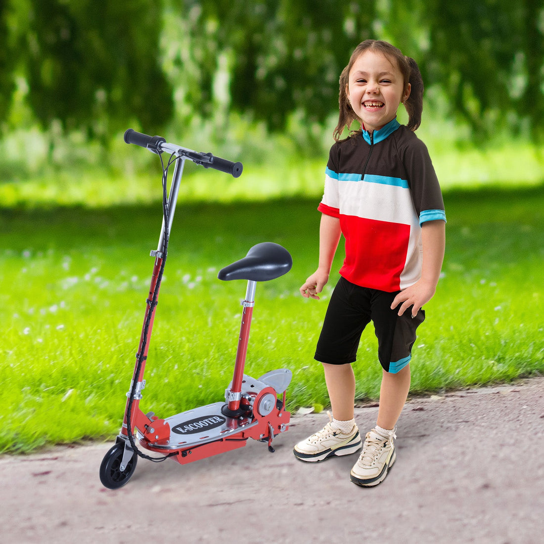 Foldable Electric Scooter for Teens Over 7 years old 12V Battery 120W-Red