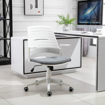 Vinsetto PU Plastic Adjustable Armrest Home Office Chair White