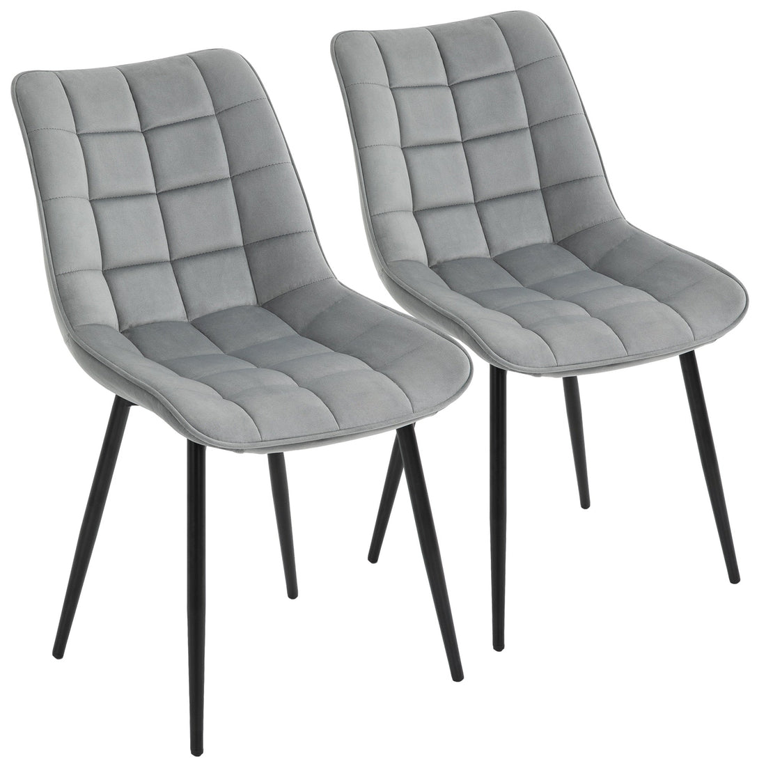 Upholstered Dining Chair Lounge Chair Soft Set of 2 Velvet-Touch Kitchen Reception Living Room Chair with Metal Legs, Grey