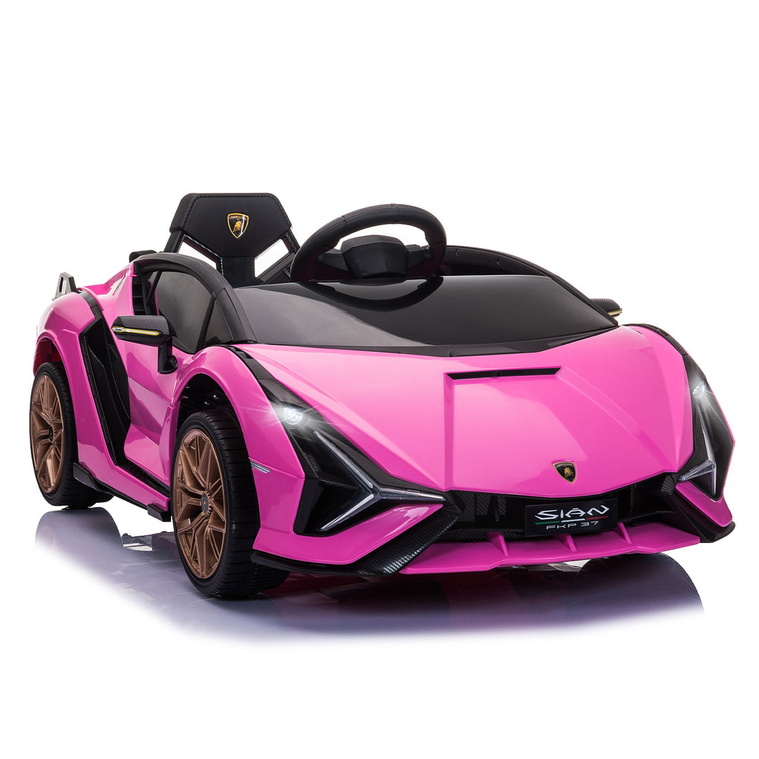 Lamborghini Sian Licensed 12V Kids Electric Ride On Car 2 Motors Toy Car with Remote Control Music Lights MP3 for 3-5 Years Pink