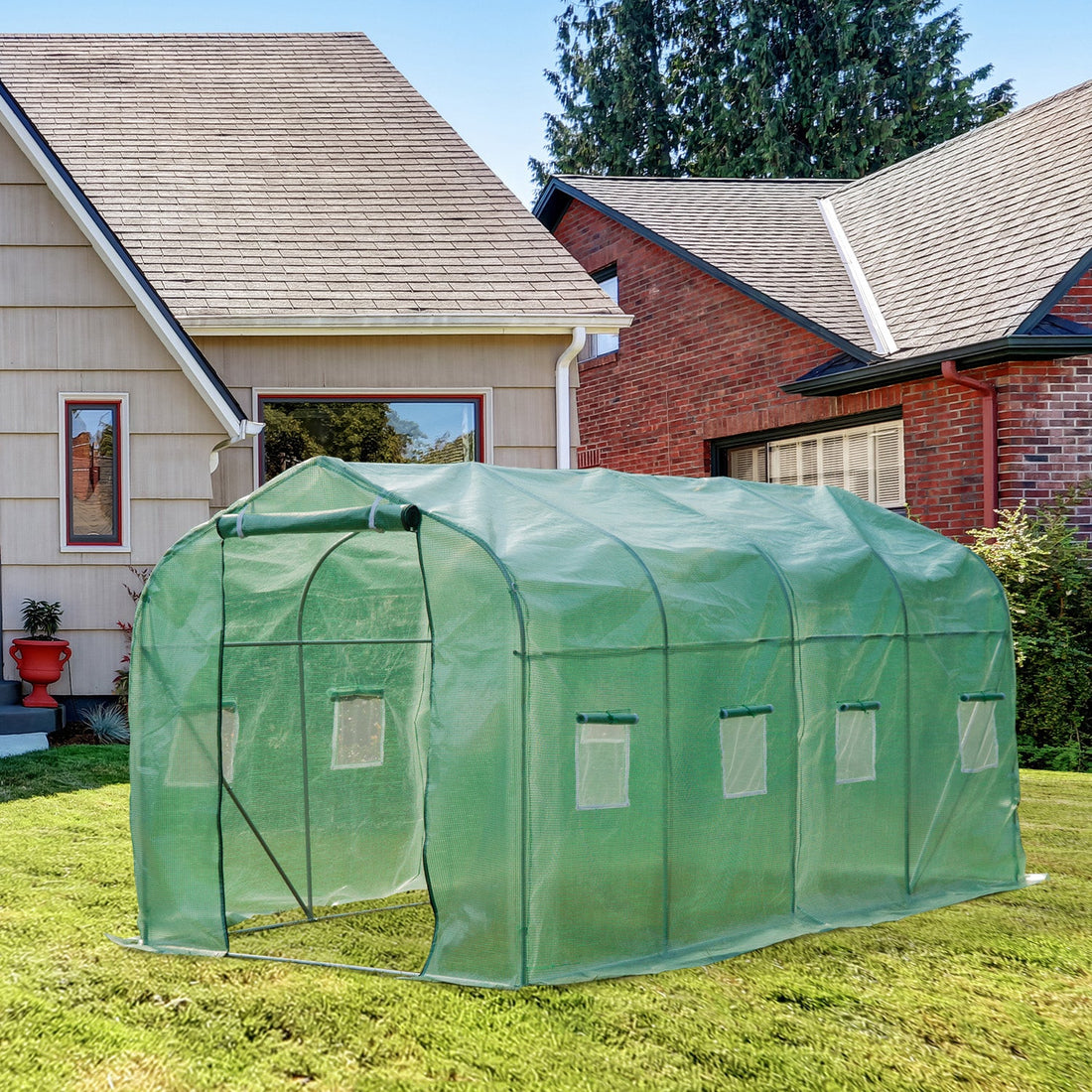 Polytunnel Greenhouse with Windows and Door, Walk in Greenhouse for Garden, Backyard (4 x 2 M)