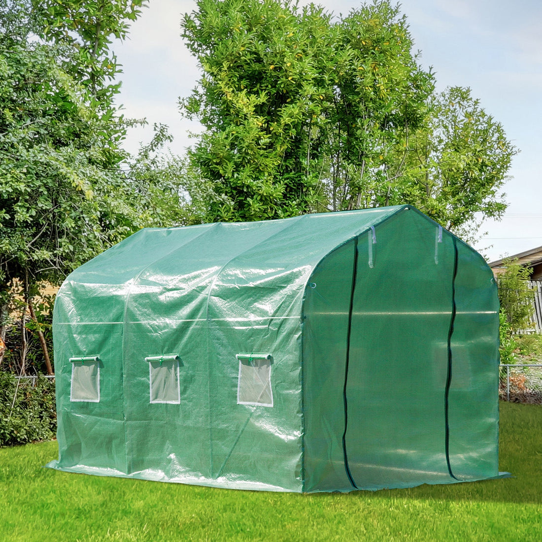 Polytunnel Greenhouse with Windows and Door, Walk in Greenhouse for Garden, Backyard (3 x 2 M)