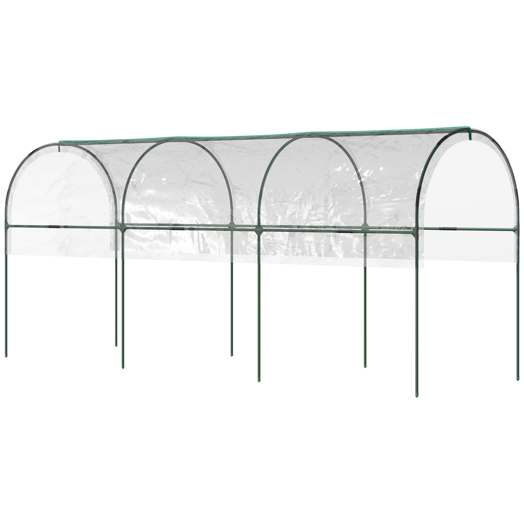 Tunnel Tomato Greenhouse with 4 Hoops and Top Tap, Pointed Bottom and Guy Ropes, 400 x 123 x 171 cm, Clear