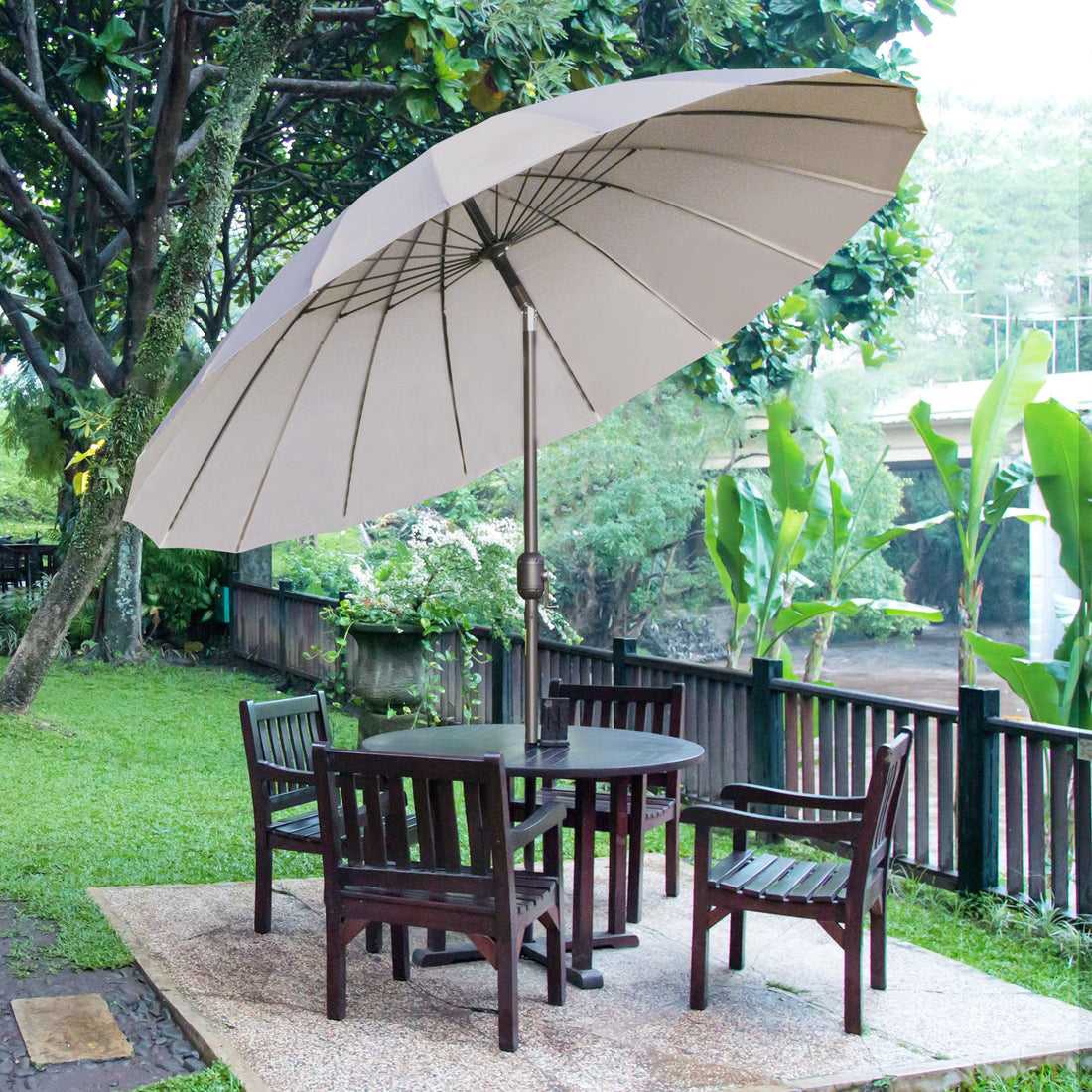 2.5m Tilting Parasol, with Pleated Canopy - Light Grey
