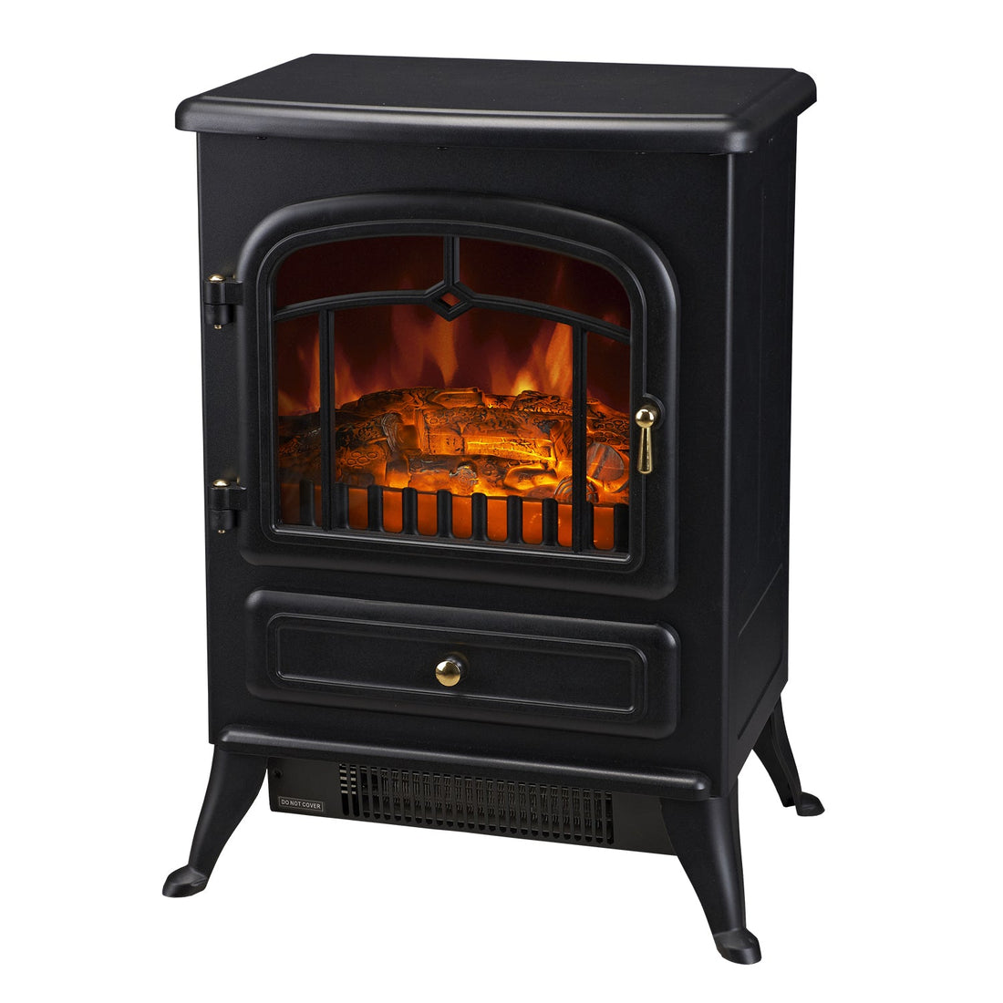 Freestanding Electric Fireplace Indoor Heater Glass View Log Wood Burning Effect Flame Portable Fireplace Stove 950/1850W Black