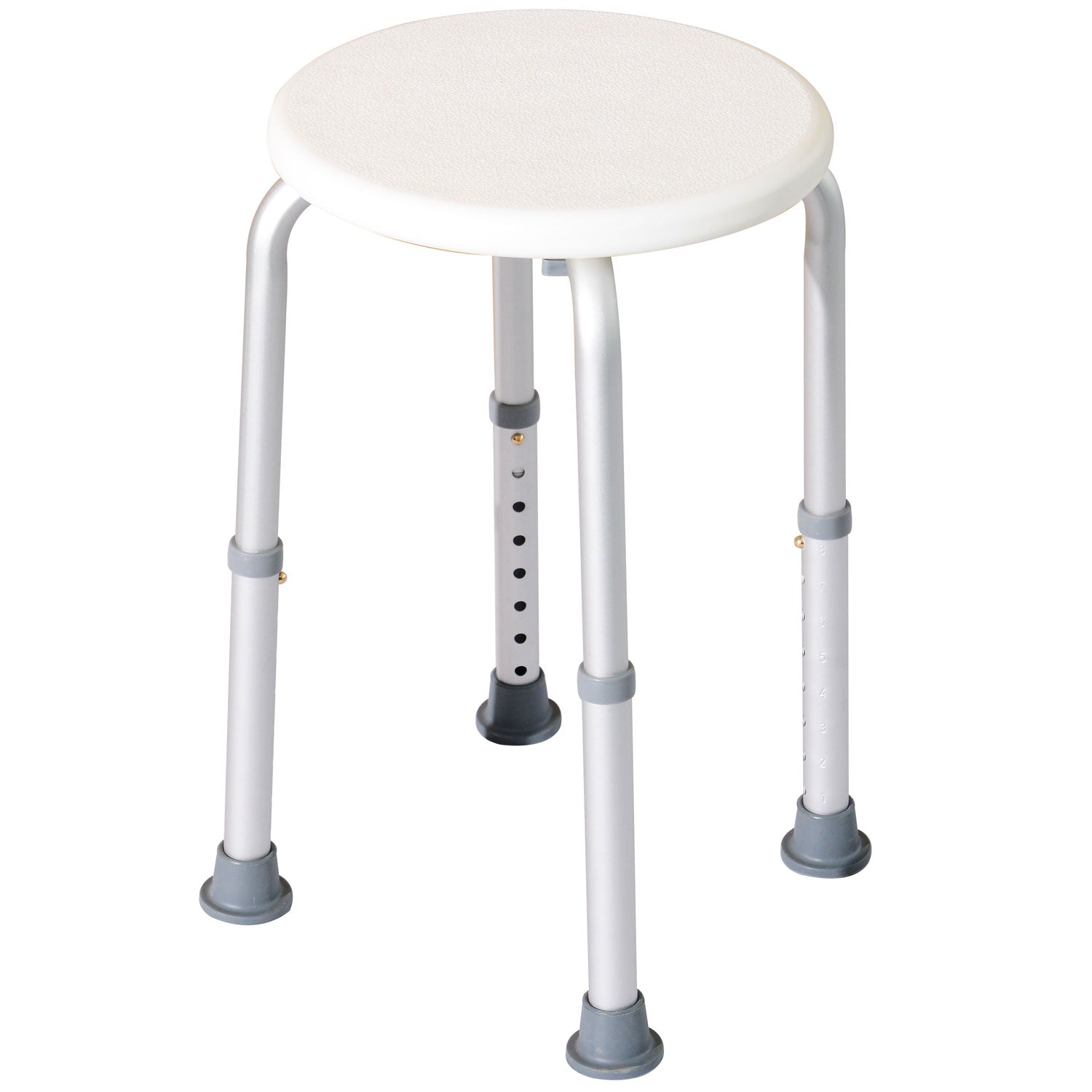 Shower Chair, Height Adjustable Aluminium Shower Stool with Non-Slip Feet for Disabled, Elderly, White