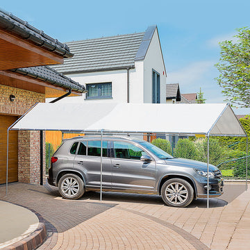 3 x 6m Heavy Duty Carport Garage Car Shelter Galvanized Steel Outdoor Open Canopy Tent Water UV Resistant Waterproof, White