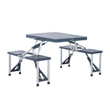 Camping 4-Seat Table Set W/Chairs-Black/Grey