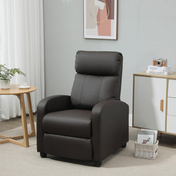 Recliner Armchair, Massage Faux Leather Push Back Reclining Chair with Adjustable Leg Rest, Side Pocket, for Home Living Room Theatre, Brown