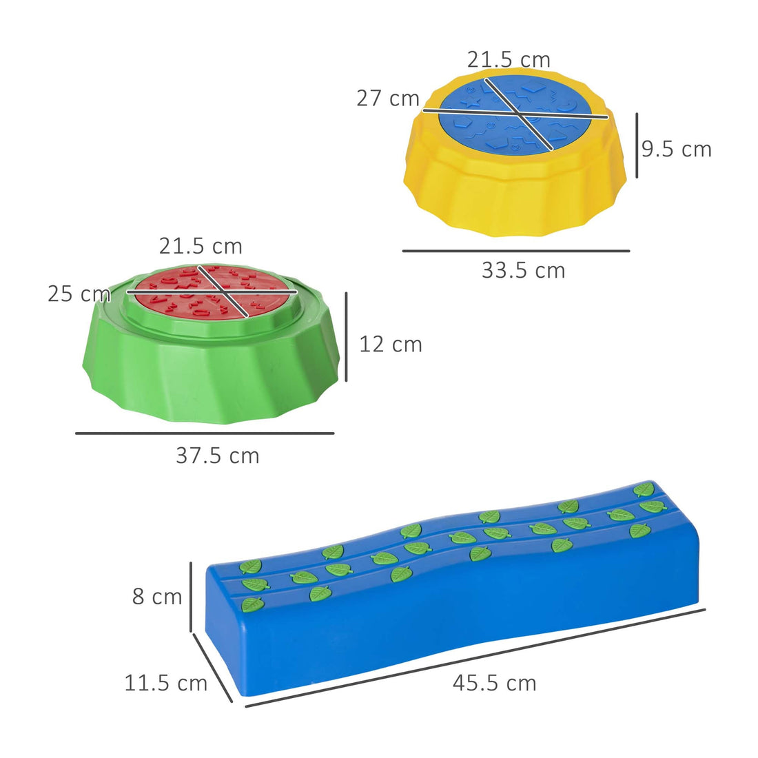 Eight-Piece Kids Stepping Stones, with Non-Slip Surface & Bottom, for Toddlers - Multicoloured