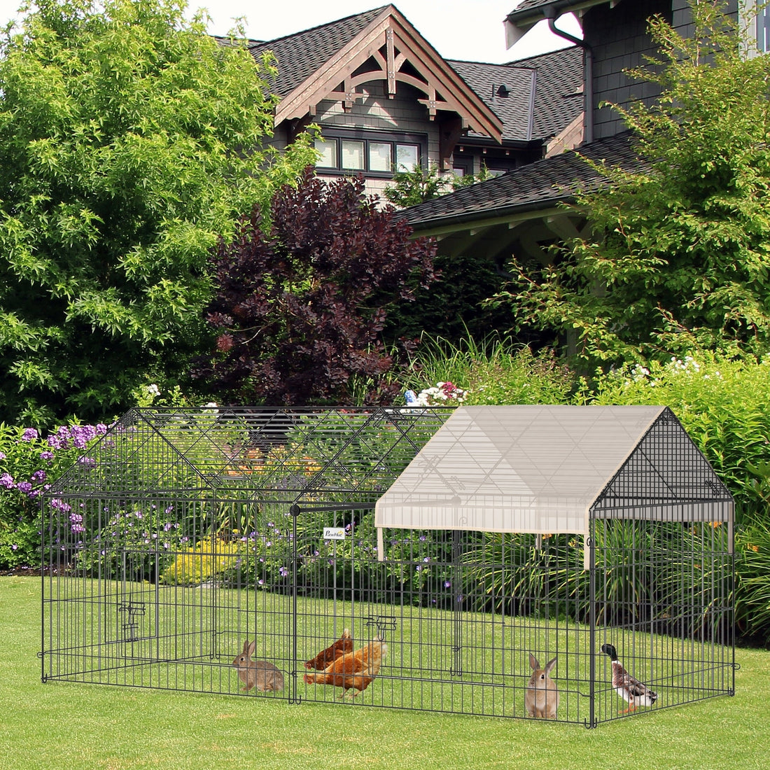 Metal Rabbit Run Playpen, Guinea Pig Cage, 220 x 103 x 103 cm, Beige