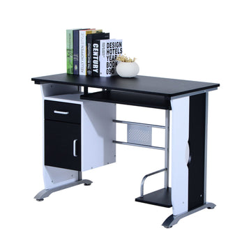 Computer Desk with Sliding Keyboard Tray, Storage Drawers and Host Box Shelf, Home Office Desk, Study Workstation, 100 x 52 x 75cm, Black
