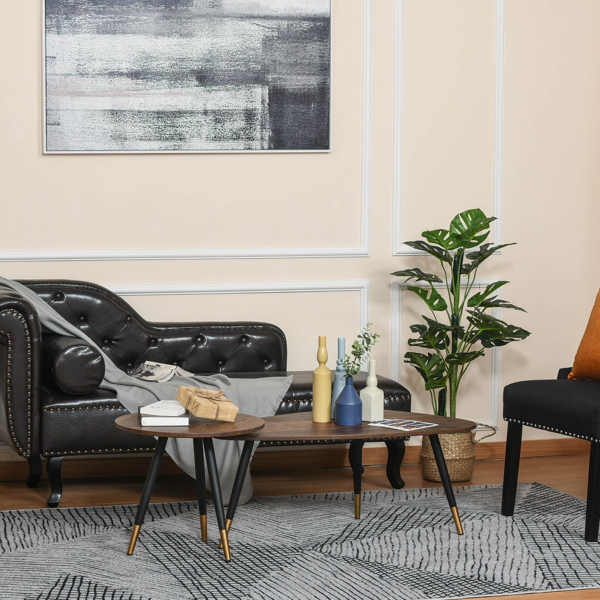 Set of Two Scandinavian-Style Coffee Tables - Walnut