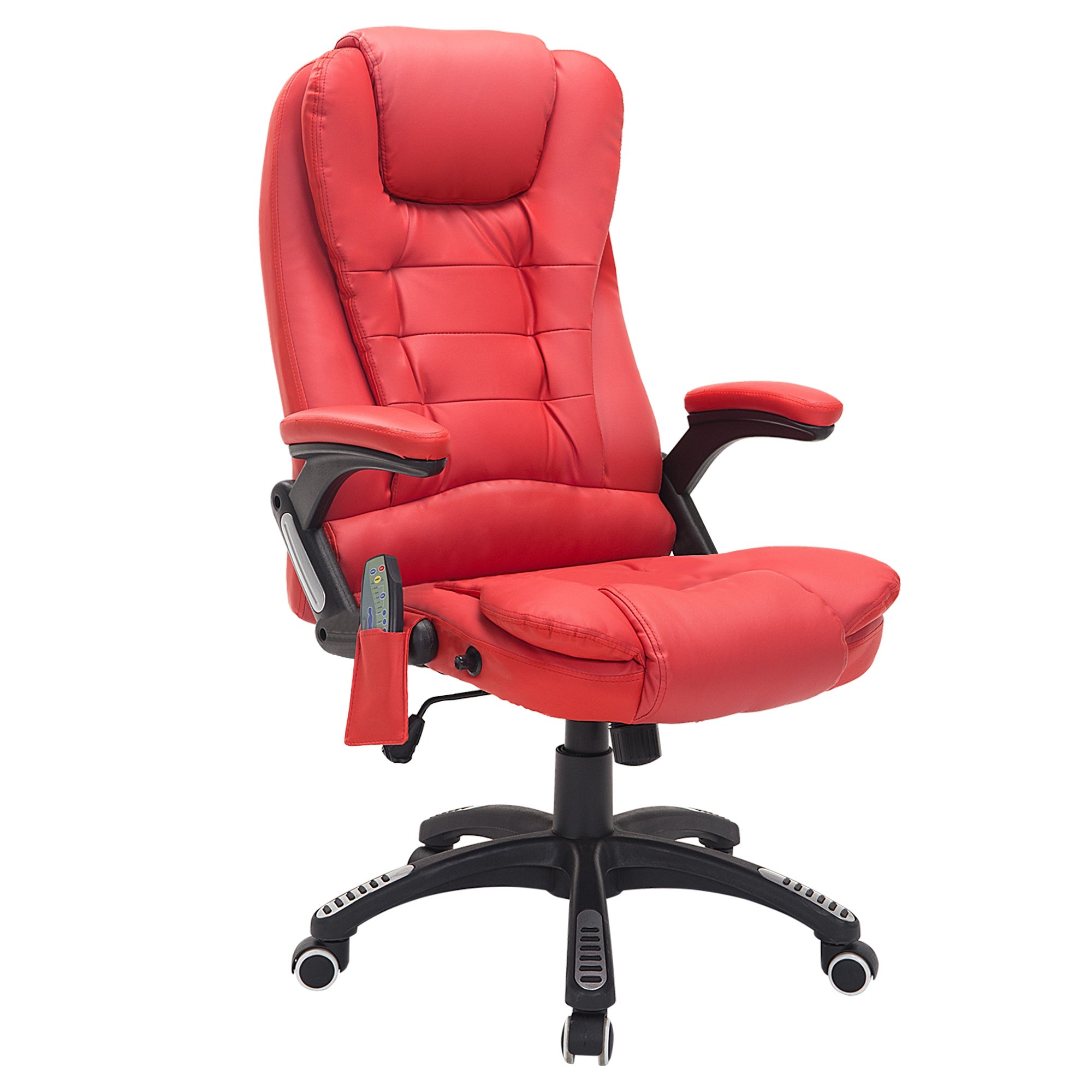 Executive Office Chair with Massage and Heat, High Back PU Leather Massage Office Chair with Adjustable Height, Red
