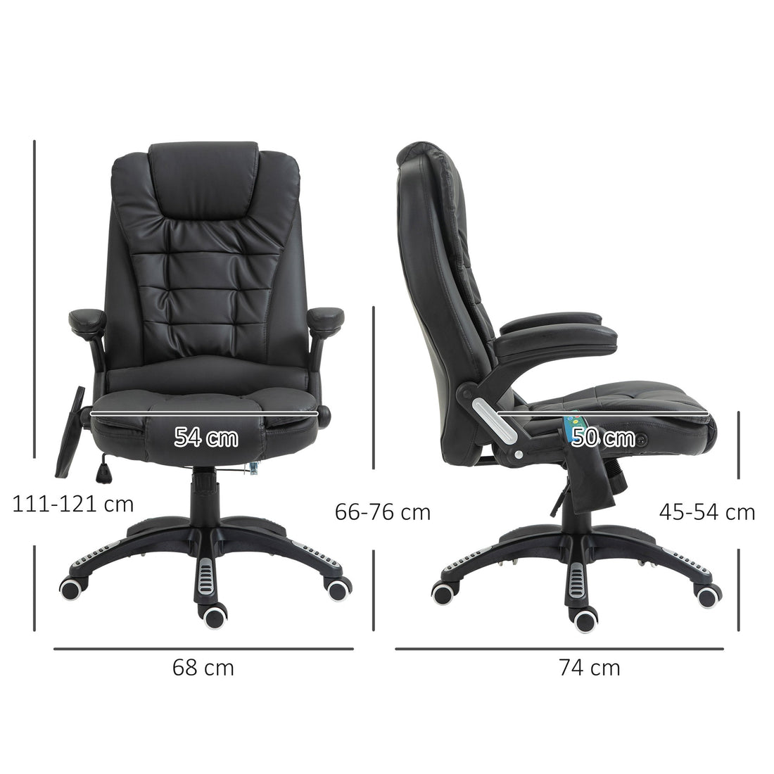 Executive Office Chair with Massage and Heat, High Back PU Leather Massage Office Chair with Adjustable Height, Black
