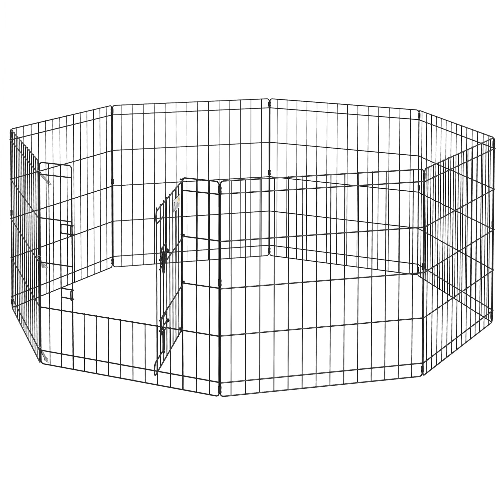 Dog Playpen, Puppy Pen, Eight-Panel Metal Fence, for Small Dogs, Indoors, Outdoors - Black
