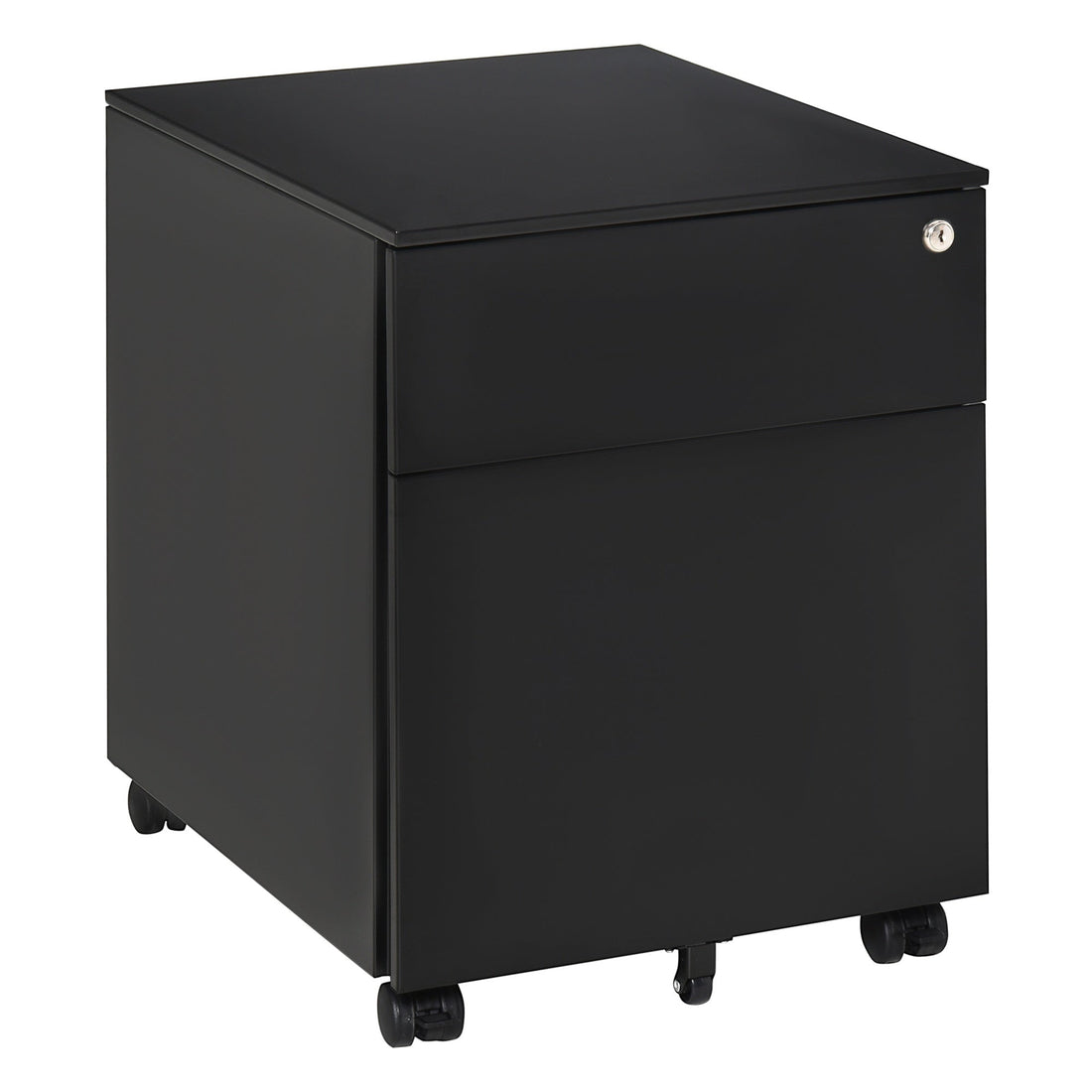 2-Drawer Vertical File Cabinet, Lockable Steel Filing Cabinet with Pencil Tray and Hanging Bar for A4, Letter, Legal-sized Files, Fully Assembled Except Casters, White