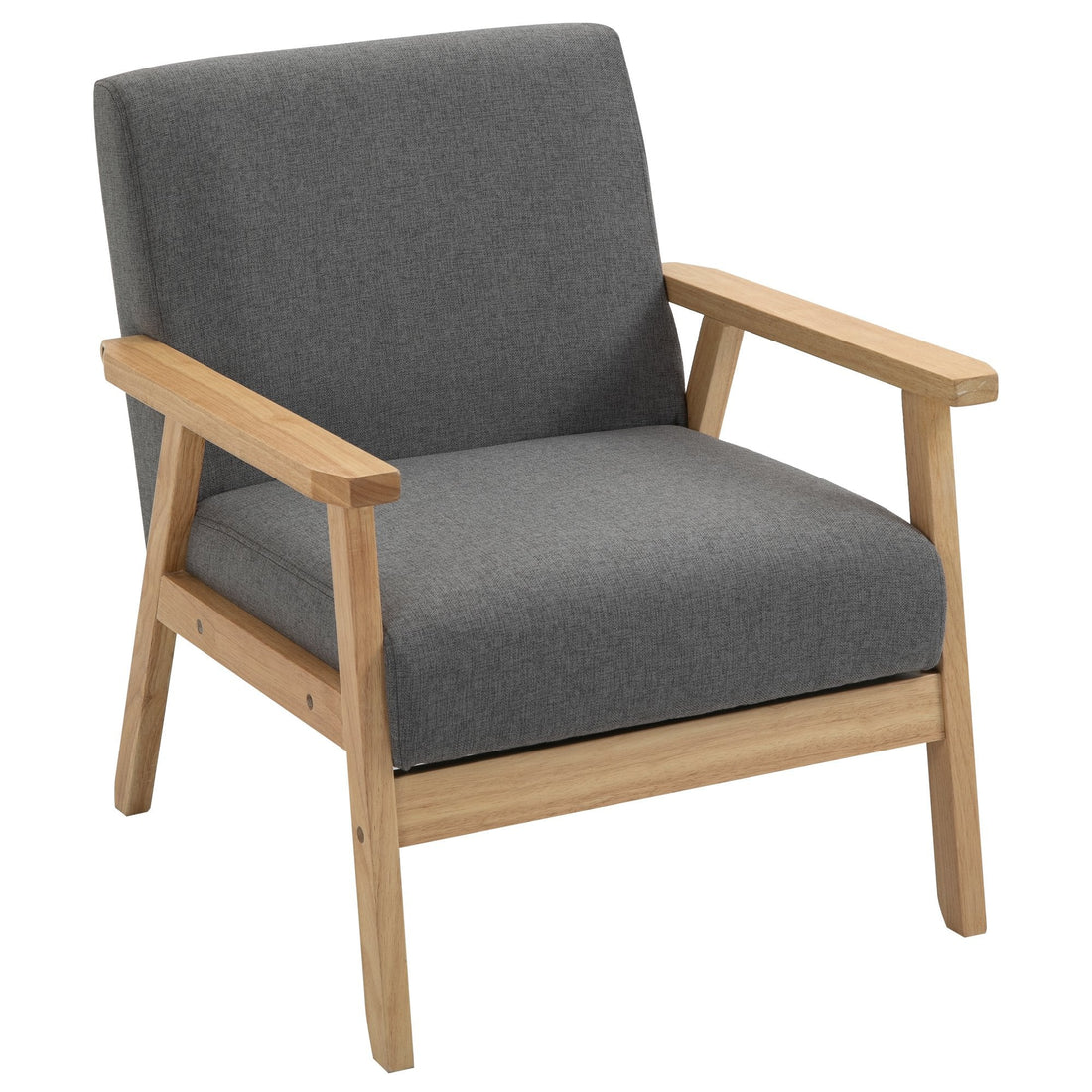 Minimalistic Wooden Frame Accent Chair, with Padded Seat