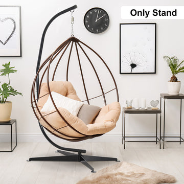 Hanging Hammock Stand Hammock Chair Stand C Stand Steel Heavy Duty Stand for Hanging Hammock Air Porch Swing Chair Indoor Outdoor (Only Construction)