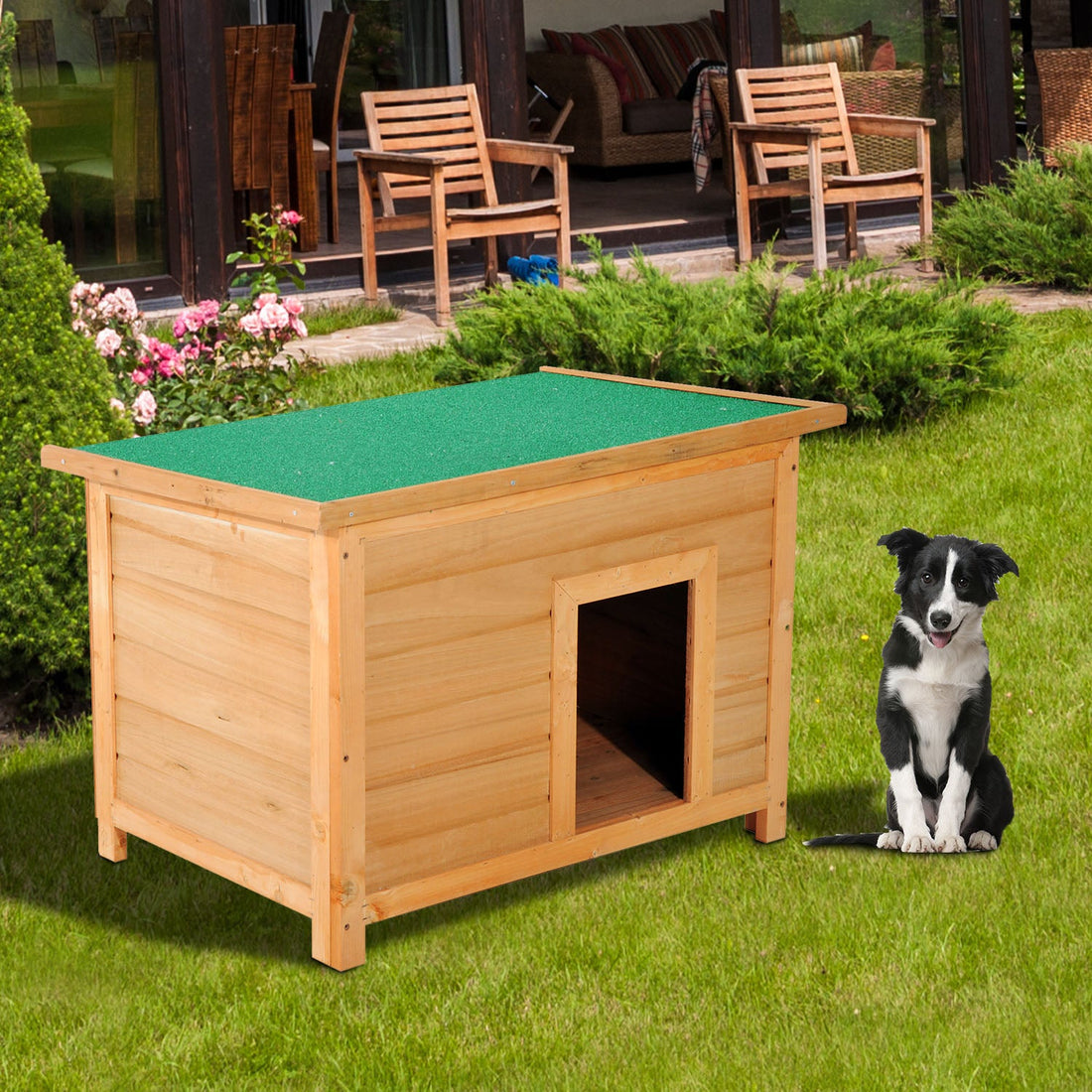 Wooden Dog Kennel Elevated Dog Pet House w/ Open Top 82W x 58D x 58H cm