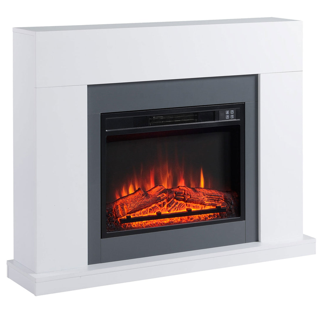 Electric Fireplace Suite with Remote Control, 2000W Freestanding Fireplace Heater with LED Flame Effect, Overheat Protection, 7-Day Programmable Timer, White