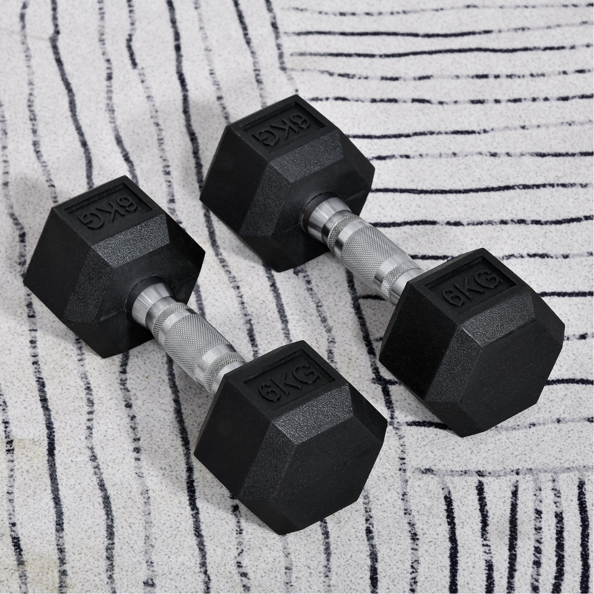 2x10kg Hex Dumbbells Set Rubber Dumbbells Weight Lifting Equipment Fitness Home Gym