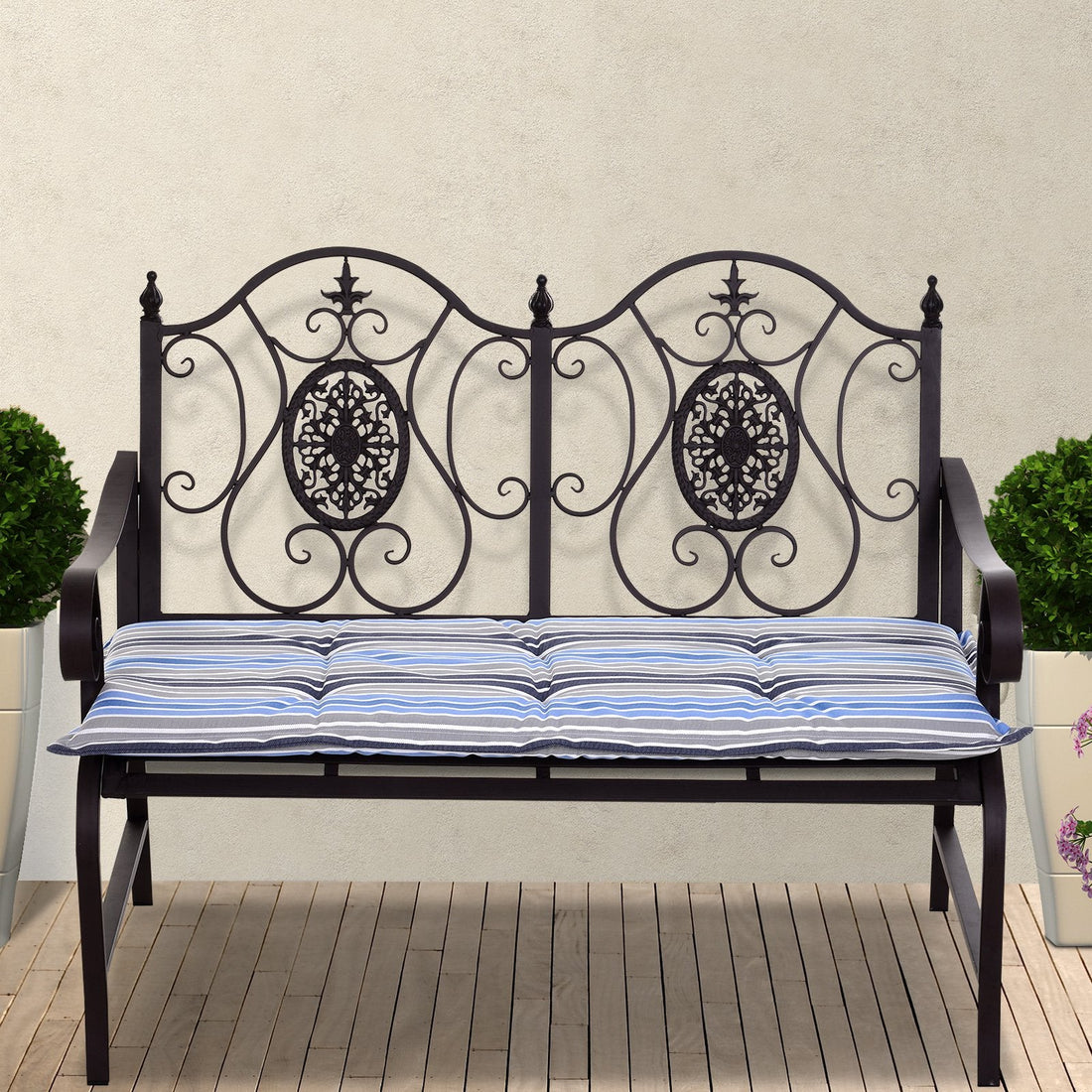 Polyester Set Of 2 Swing Chair Cushion Blue Stripes