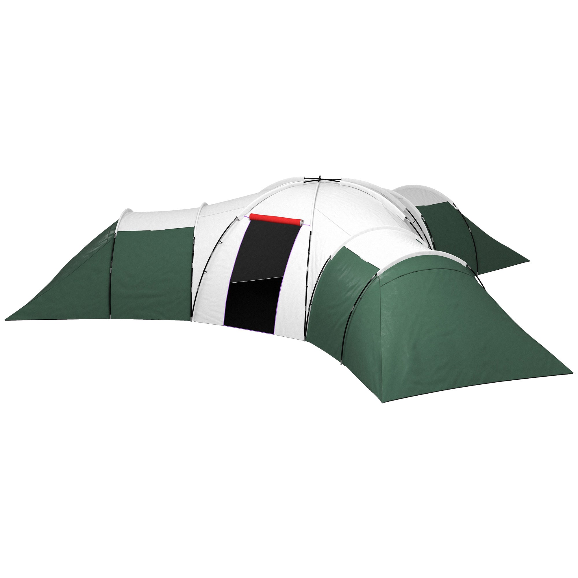 6-9 Man Tent with Bedrooms and Living Room, Accessories Included, Green