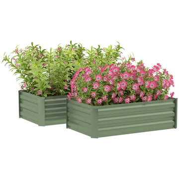 Set of Two 100 x 60cm Steel Planter Boxes -Green
