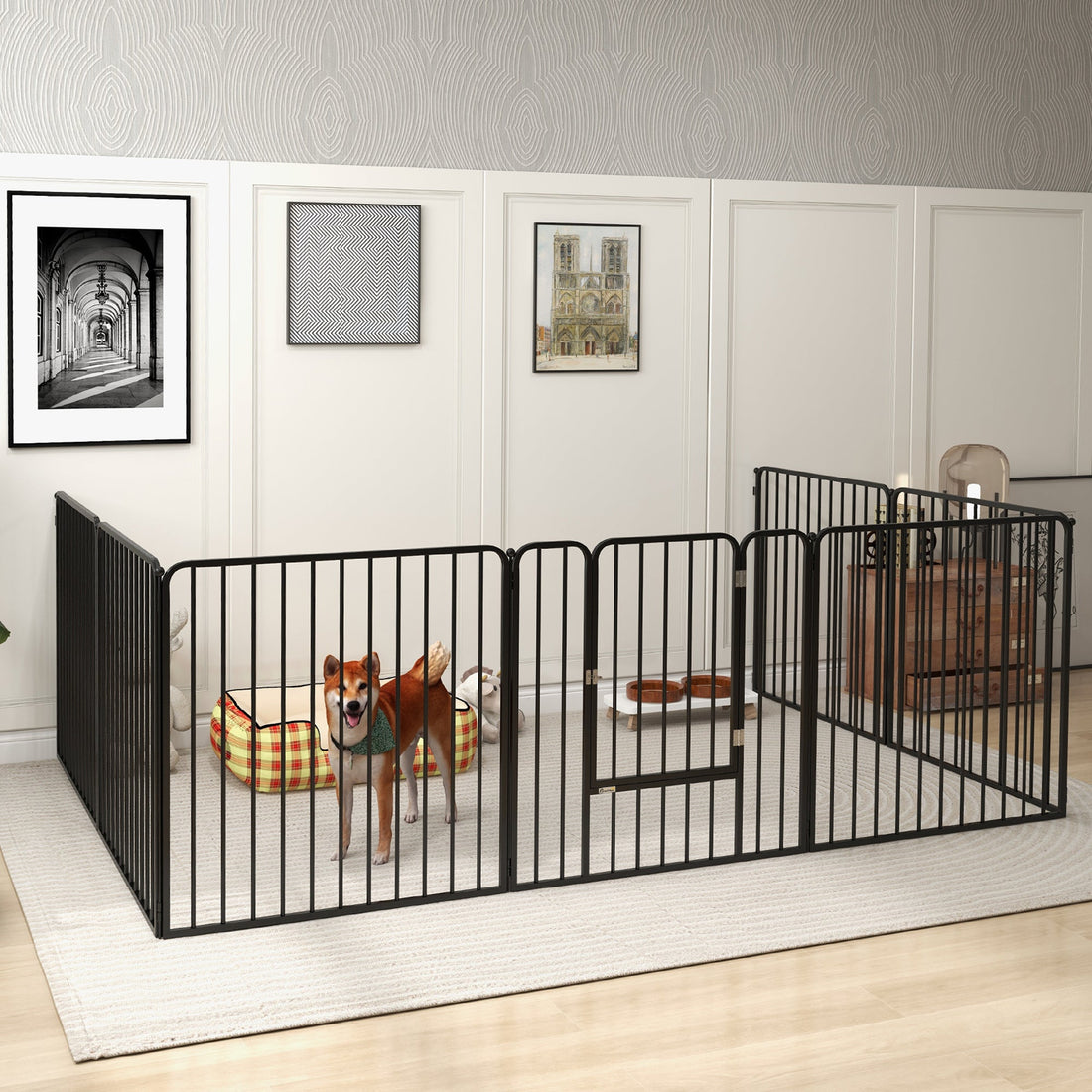 80cm 8 Panels Heavy Duty Dog Pen, Pet Playpen for Indoors, Outdoors, Small, Medium Dogs