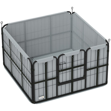 Steel Dog Whelping Box with Washable Whelping Pad, Wind-Resistant Cloth, for Small, Medium Dogs, 102 x 102 x 60cm