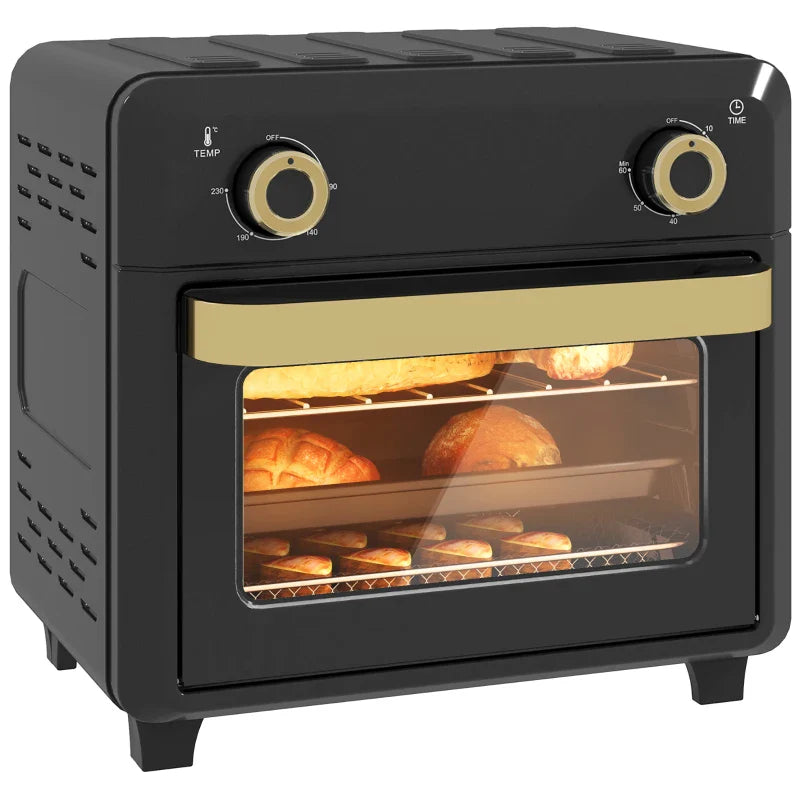 10L Air Fryer Oven, Mini Oven, Oil Free Cooking, Grill, Roast, Bake, with Adjustable Temperature, Timer, Dishwasher Safe, 1000W, Black