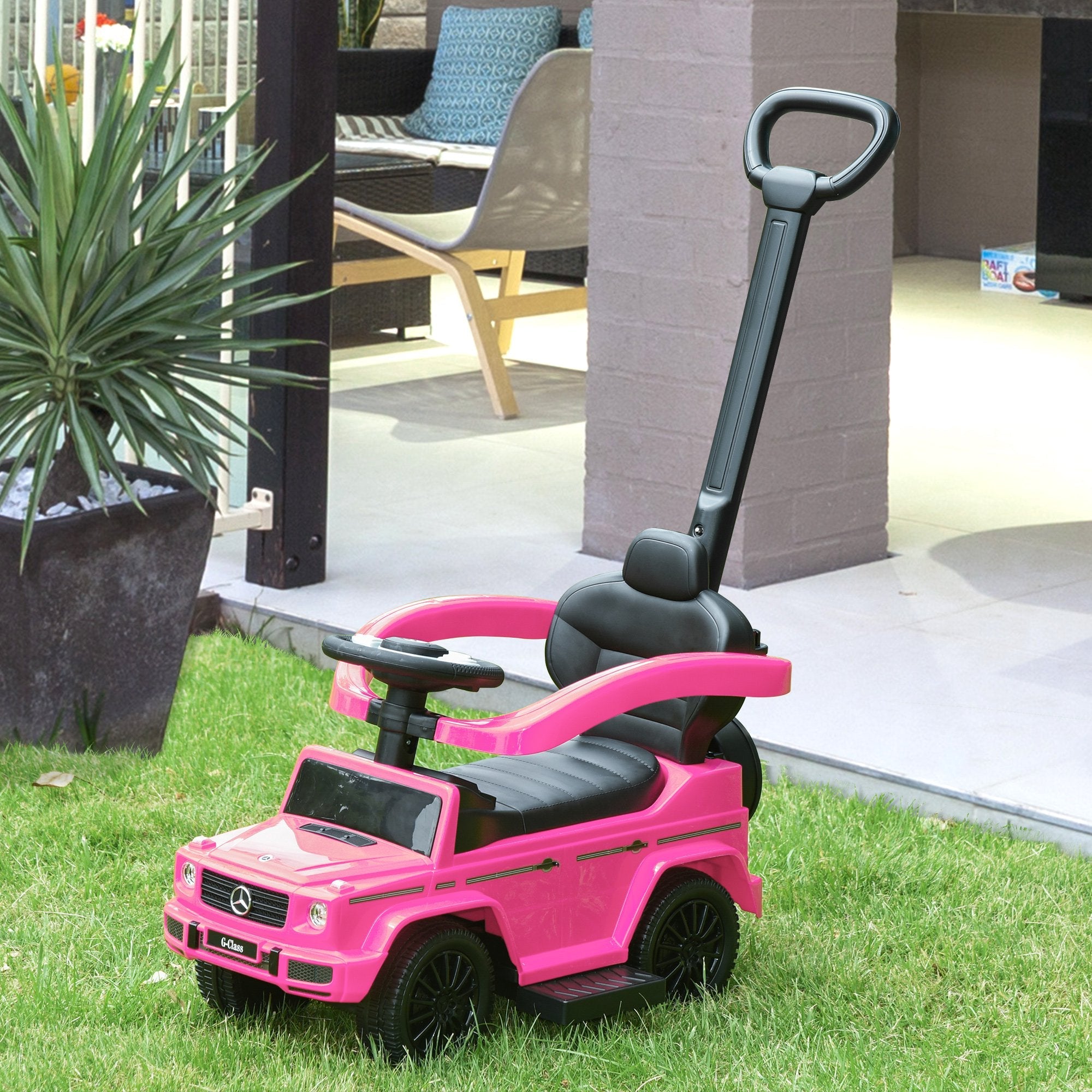 3 in 1 Kids Children Ride on Push Car Toddler Sliding Car G350 Licensed Walker Foot to Floor Slider Push-Along with Horn Steering Wheel NO POWER Manual, Pink
